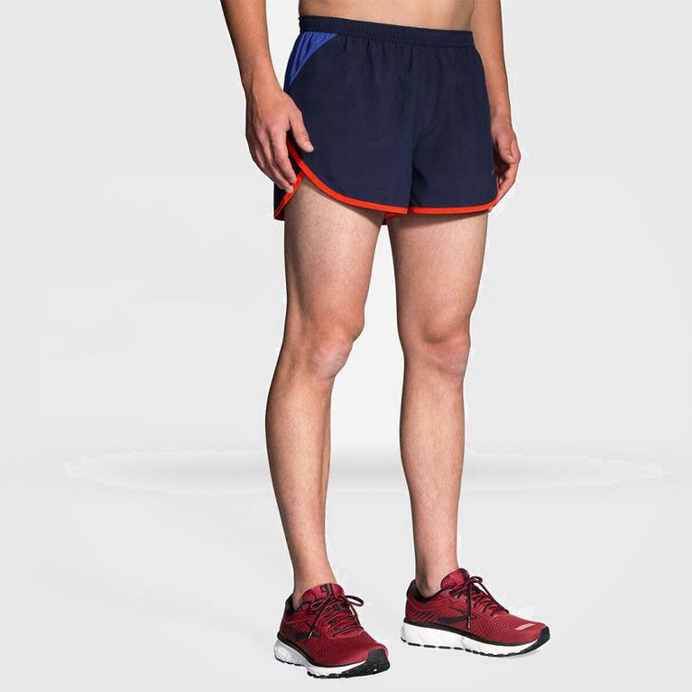 Brooks Hightail 3 Split Hardloopshorts voor Heren Blauw (DHWSX-0859)